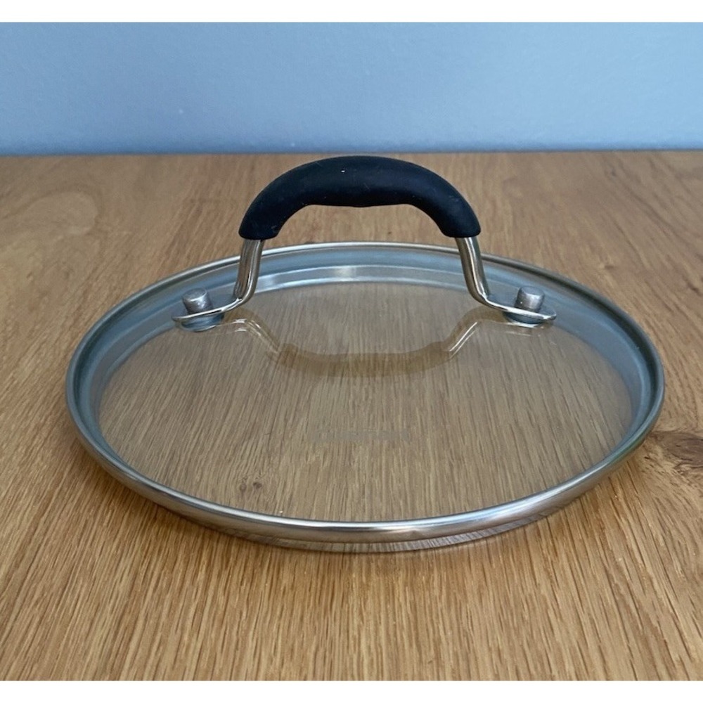 Cuisinart Replacement Glass Lid 6.75" Diameter 6.25" Inner Rim Black Handle